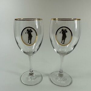 NWB RAWCLIFFE Nineteeth Hole 19th Golf Wine Glasses Set Of 2 GOLFER